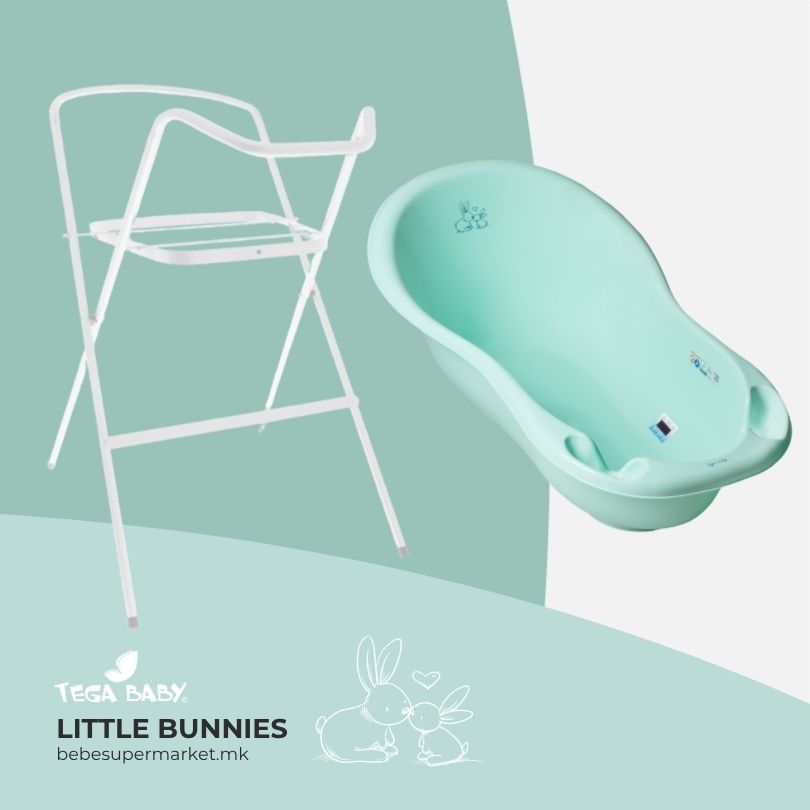 Bath Tube 102cm with STAND - Tega Baby - mint little bunnies