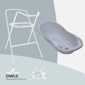 Bath Tube 102cm with STAND - Tega Baby - gray owls