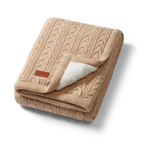 Cotton blanket with fleecing lining BabyOno creamy