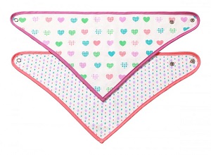 Bib 2 in 1 Babyono hearts pink